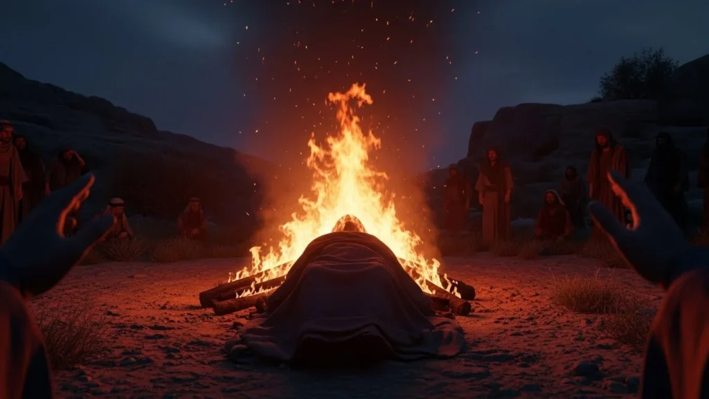 first person cremated in the bible