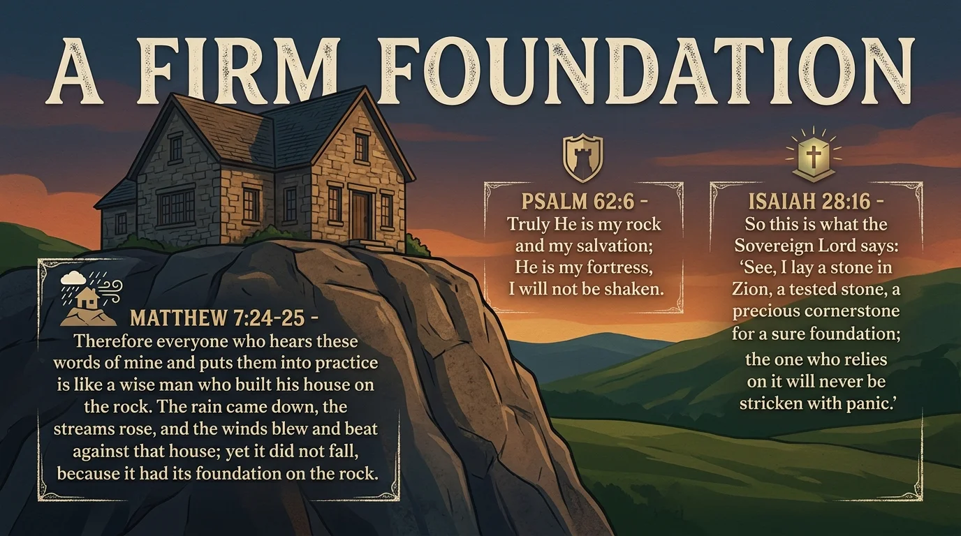 Jesus is the rock, firm foundation Bible verse
