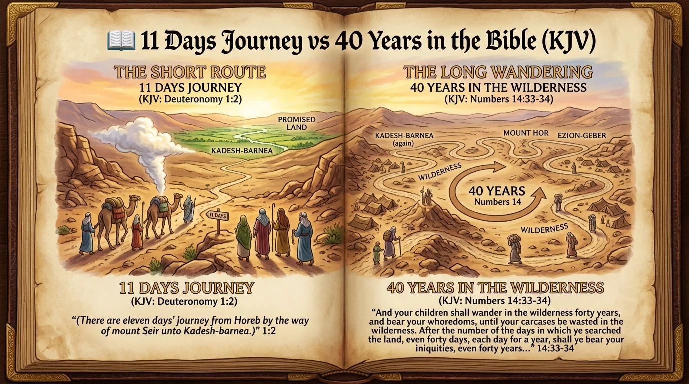 📖 11 Days Journey vs 40 Years in the Bible (KJV)