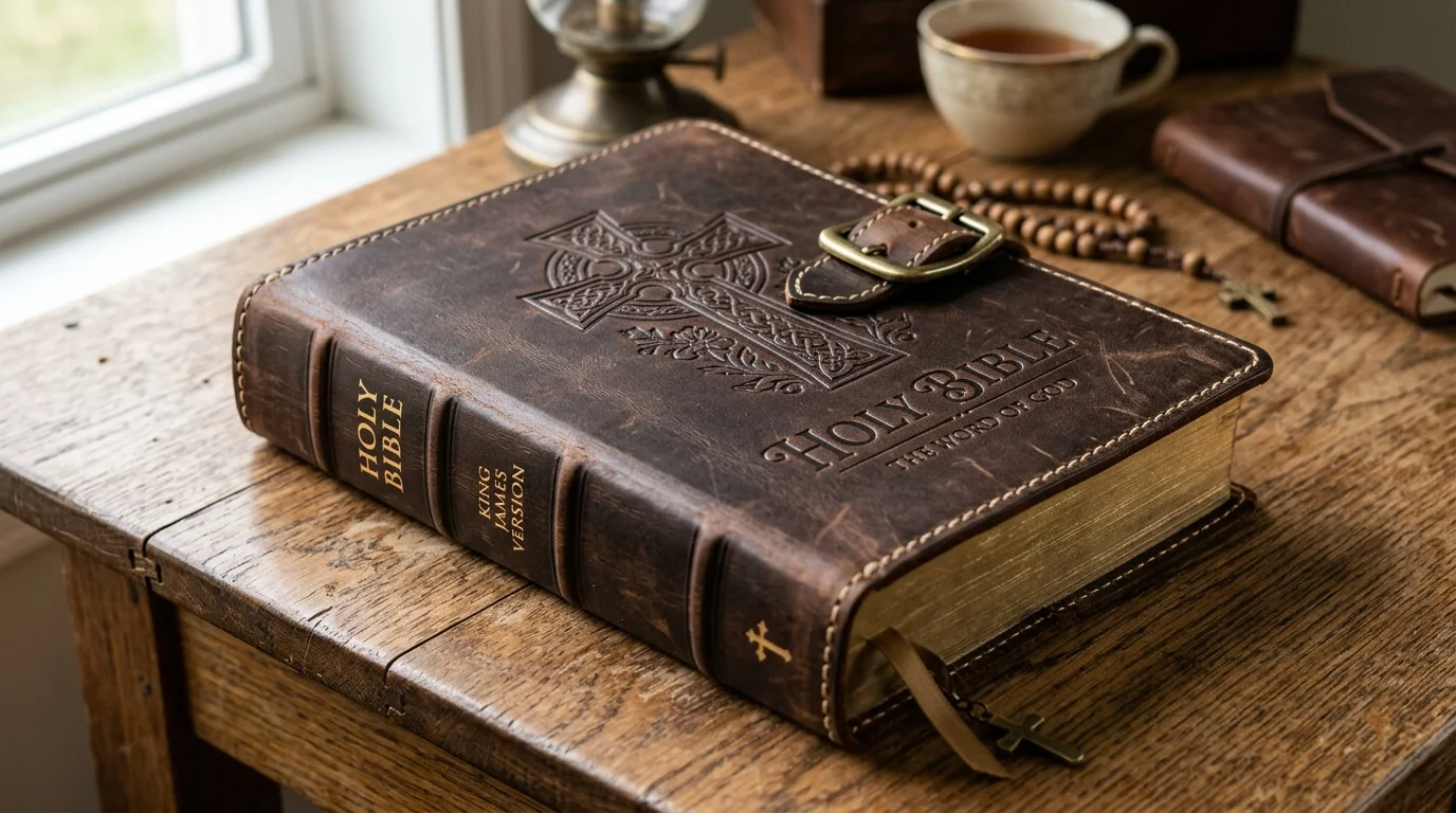 Leather Bible Cover Gift Set